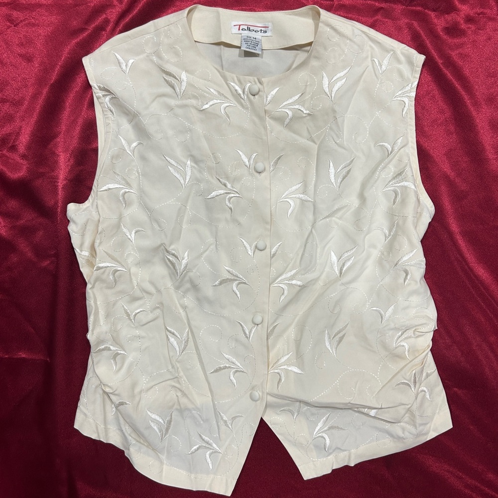 Vintage Talbots 100% silk embroidered button up vest